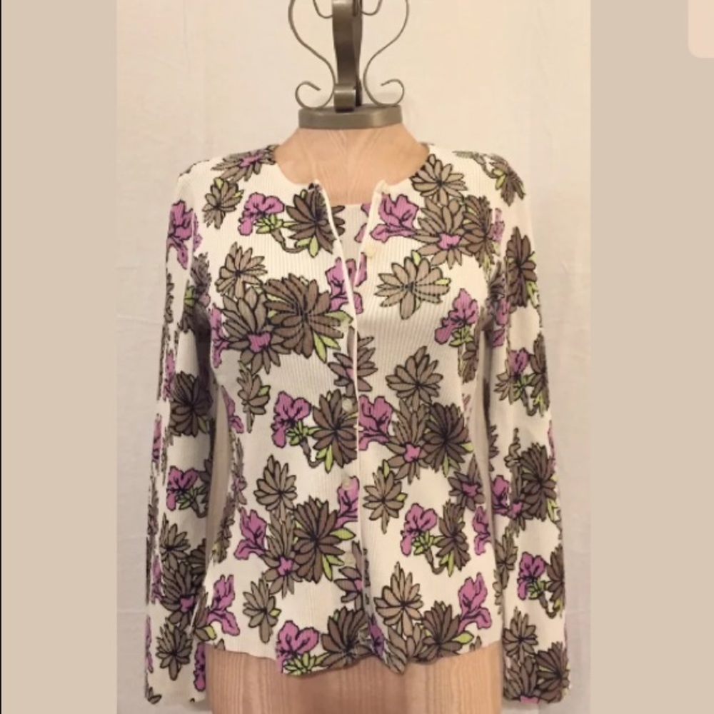 Liz Claiborne Petite M Floral Matching Sweater Set